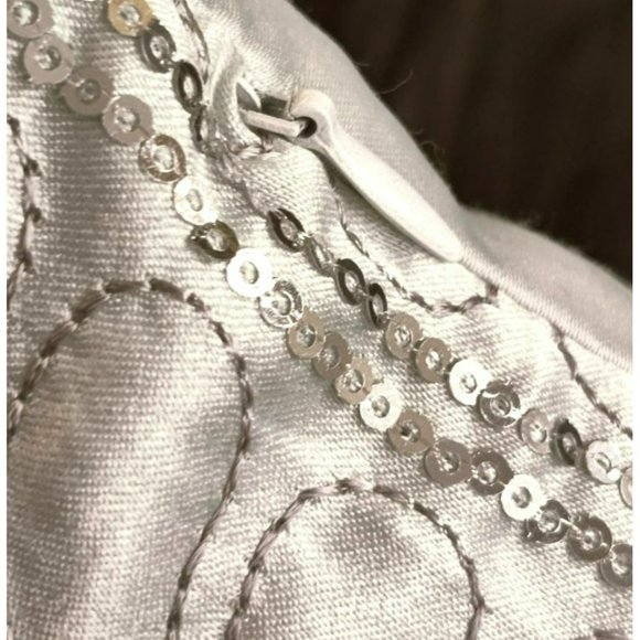 S.L. Home Fashions Pillow Pale Blue Cover Silver Sequin Design 100% Cotton Cover - Picture 4 of 9